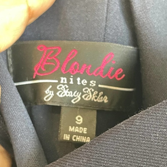 Prom Dress Blondie Nites Navy Blue Fit & Flare Applique Formal Prom Dress Size 9 - Picture 9 of 12